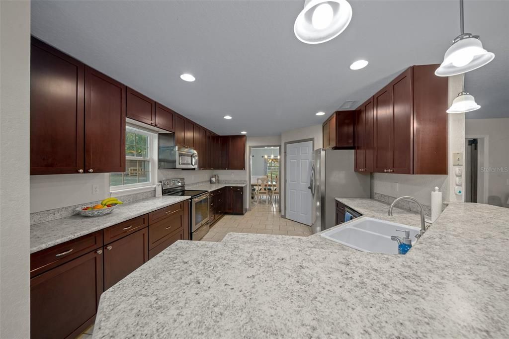 Interior, Kitchen, Pendant Lights, Recessed Lighting, Stainless Steel Appliances