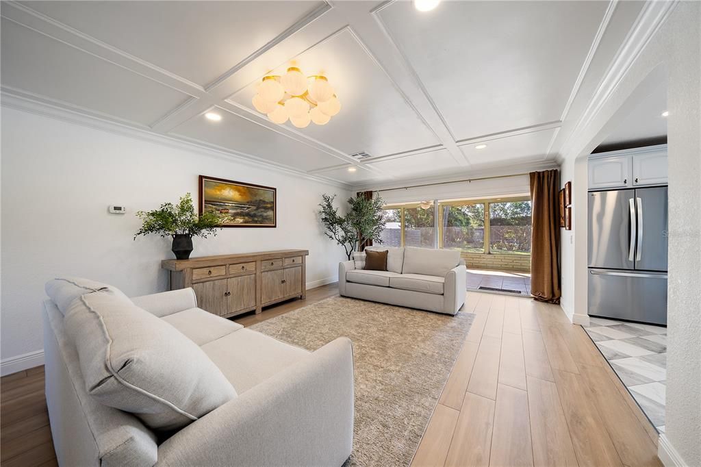 Interior, Living room, Recessed Lighting, Wood Texture Flooring