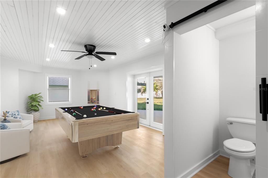 Game Room, Interior, Recessed Lighting, Wood Texture Flooring