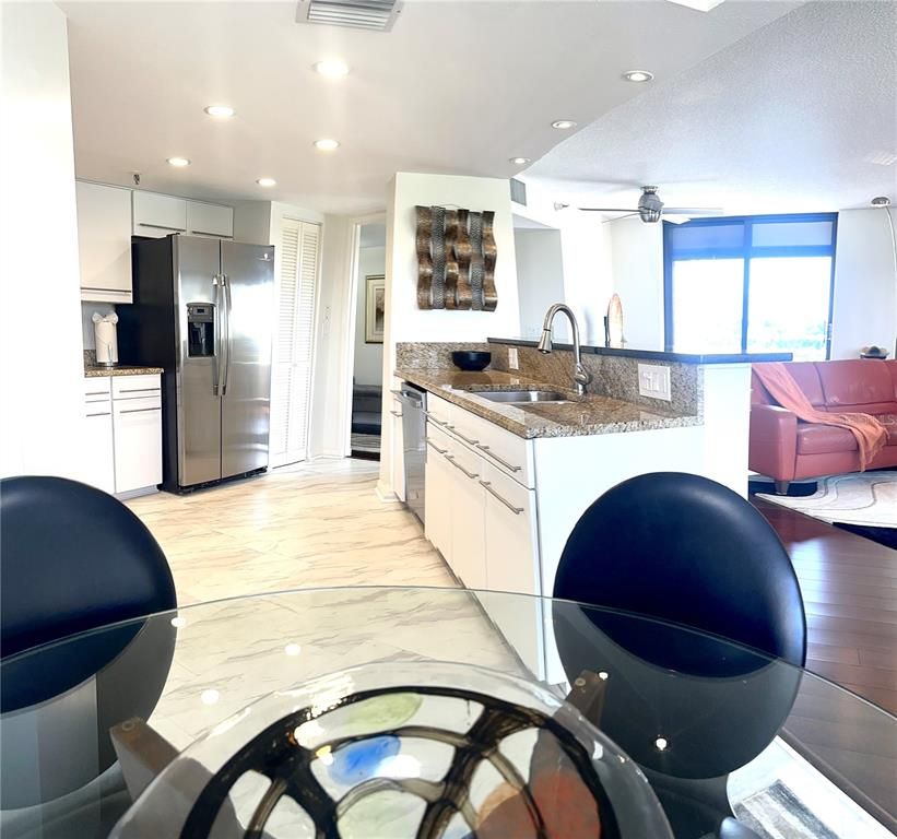 Interior, Kitchen, Marble, Recessed Lighting, Stainless Steel Appliances