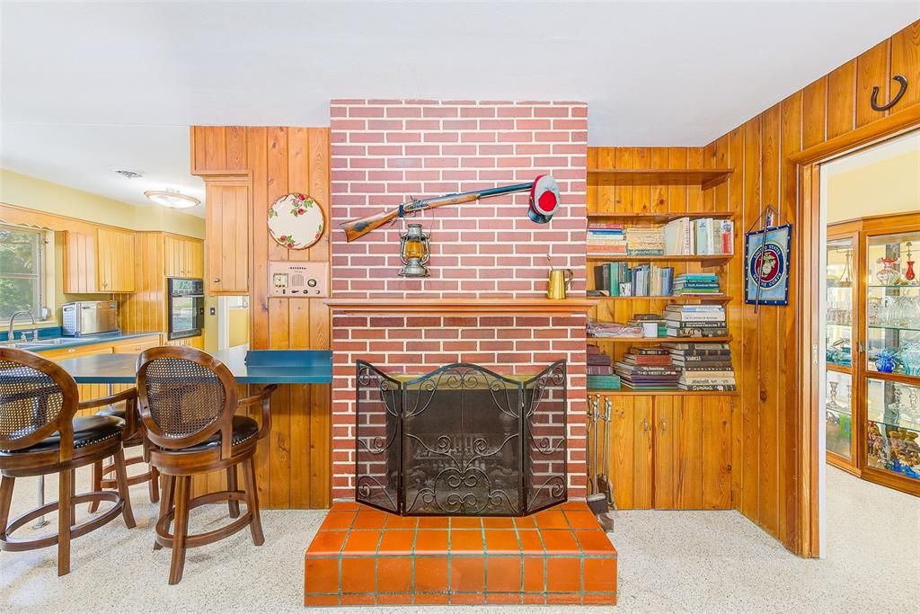 Fireplace, Interior, Stone Walls, Wooden Walls