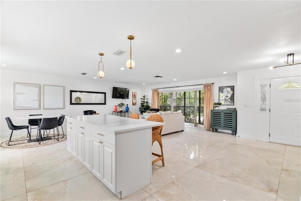 Dining room, Interior, Kitchen, Living room, Pendant Lights, Recessed Lighting