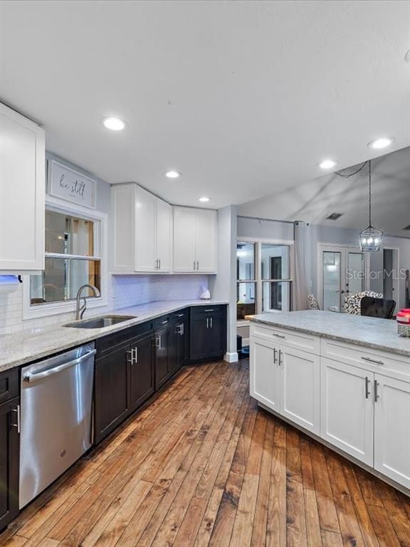 Interior, Kitchen, Pendant Lights, Recessed Lighting, Wood Texture Flooring