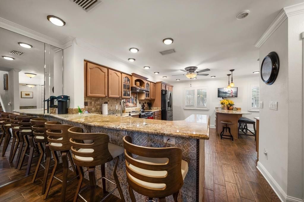 Interior, Kitchen, Recessed Lighting, Wood Texture Flooring