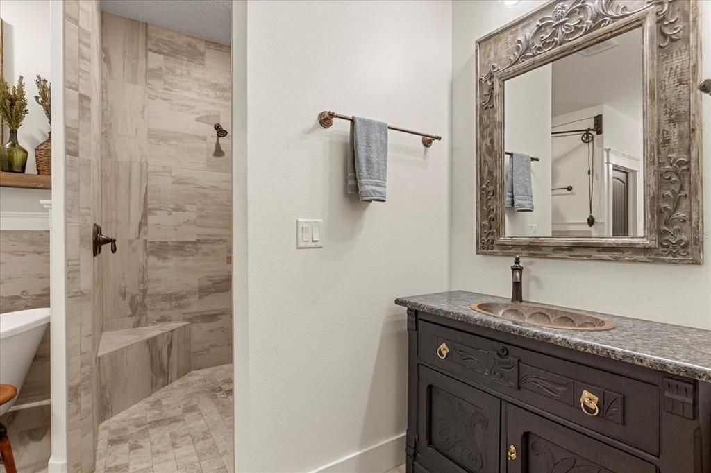 Bathroom, Glass Shower, Interior, Marble Walls