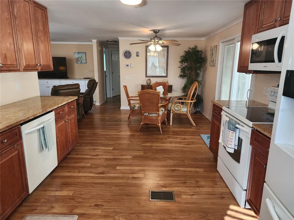 Dining room, Interior, Kitchen, Living room, Wood Texture Flooring