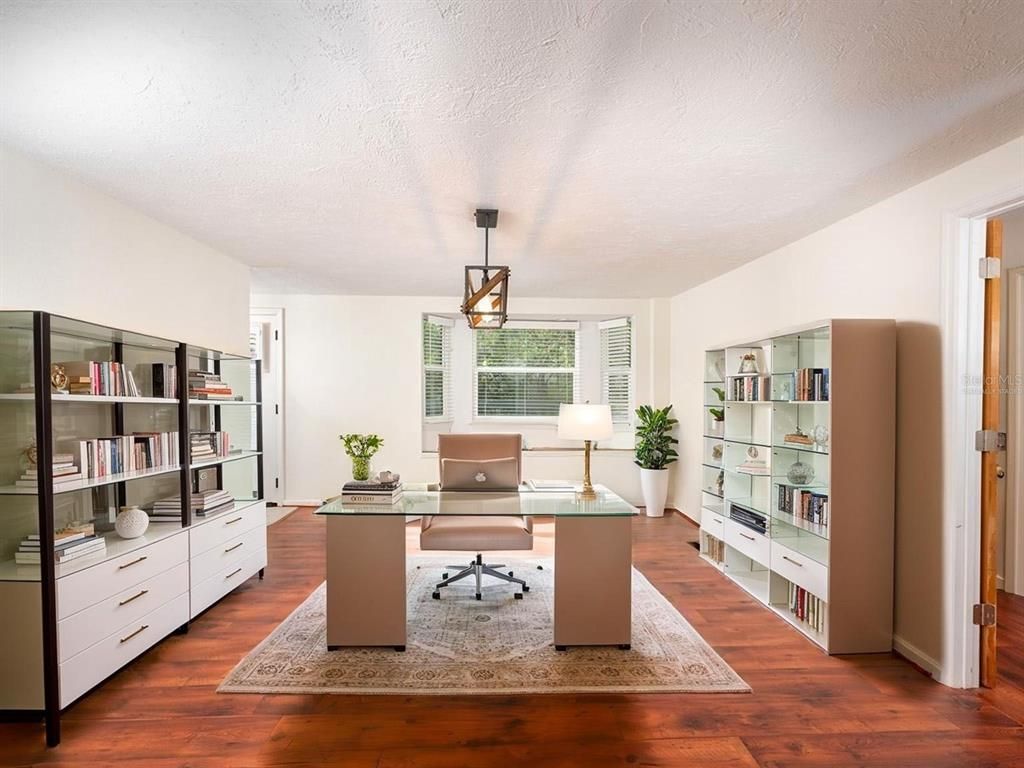 Home Office, Interior, Pendant Lights, Wood Texture Flooring