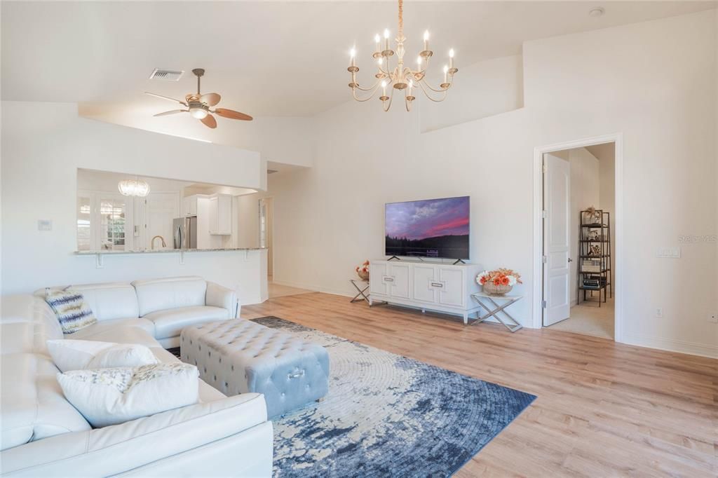 Chandelier, Interior, Living room, Wood Texture Flooring