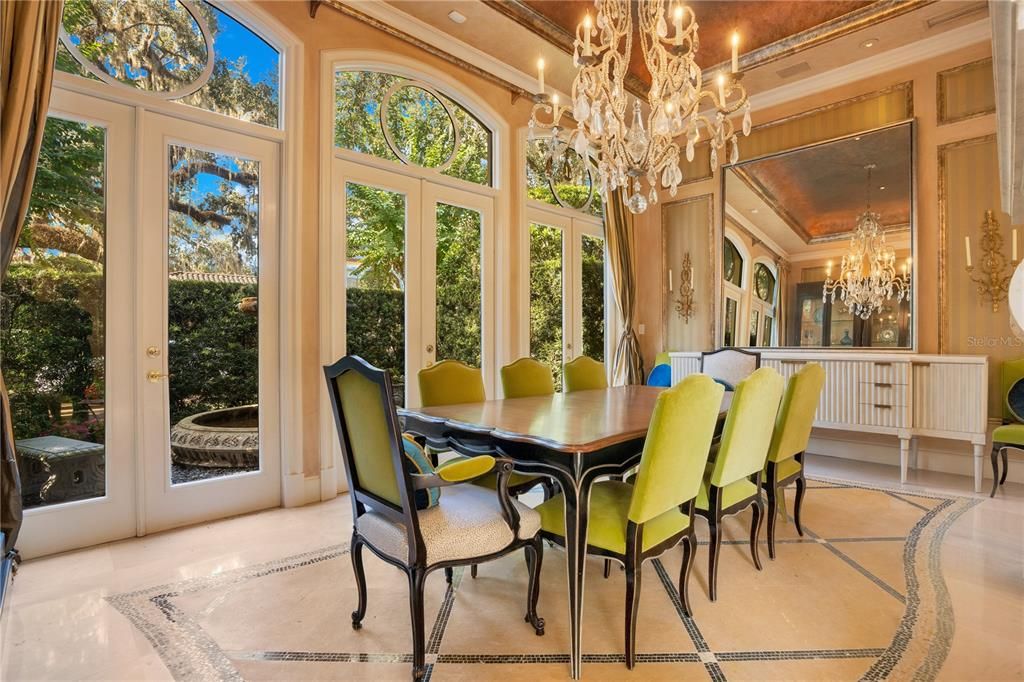 Chandelier, Dining room, Interior, Recessed Lighting, Sun Room