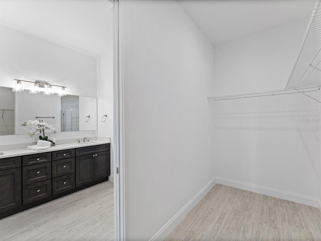 Bathroom, Dual Sink Vanities, Interior, Walk-in Closets, Wood Texture Flooring