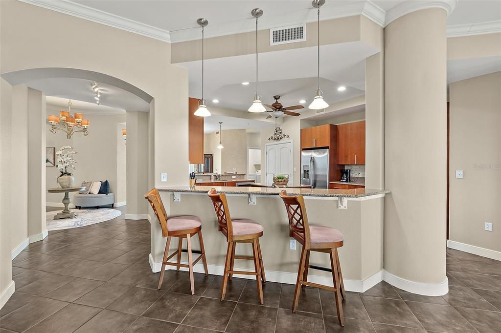 Chandelier, Interior, Kitchen, Pendant Lights, Recessed Lighting, Stainless Steel Appliances