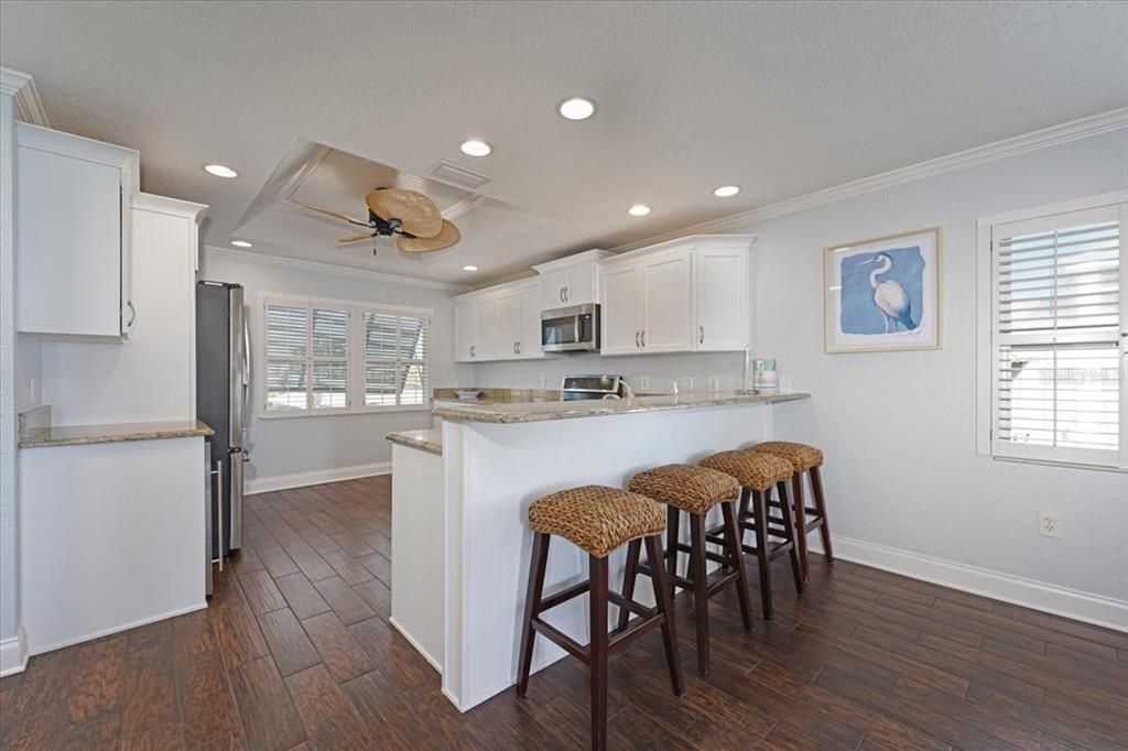 Interior, Kitchen, Recessed Lighting, Wood Texture Flooring