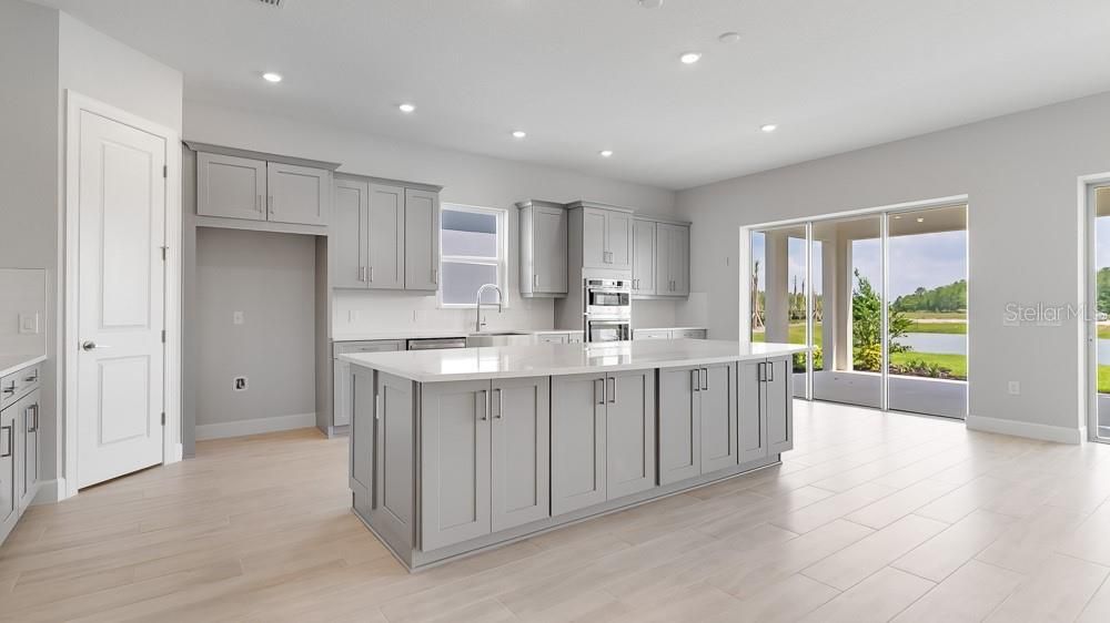Interior, Kitchen, Recessed Lighting, Wood Texture Flooring