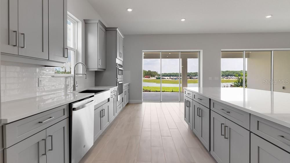 Interior, Kitchen, Recessed Lighting, Wood Texture Flooring