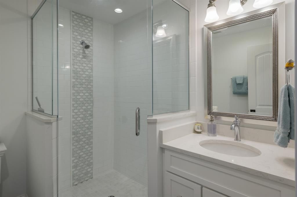 Bathroom, Glass Shower, Interior, Recessed Lighting