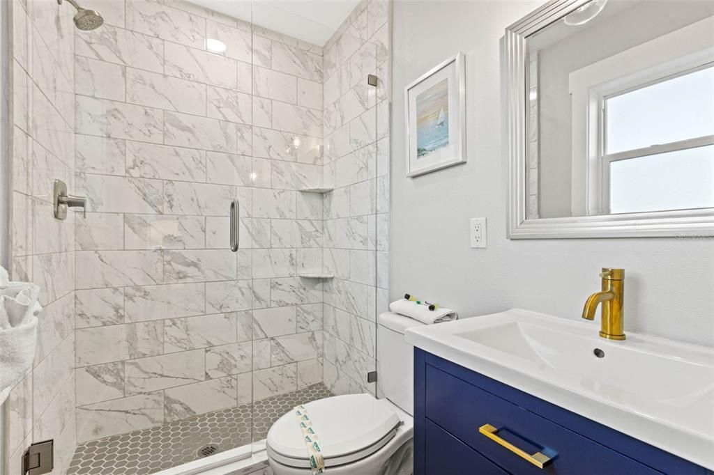 Bathroom, Glass Shower, Interior, Marble Walls