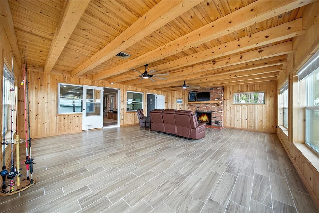 Fireplace, Interior, Living room, Wooden Beams, Wooden Ceilings, Wood Texture Flooring, Wooden Walls