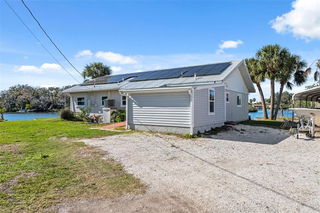 Backyard, Exterior, Solar Panels, Water