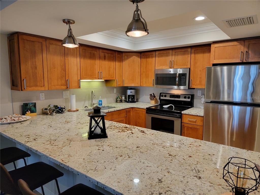 Interior, Kitchen, Pendant Lights, Recessed Lighting, Stainless Steel Appliances