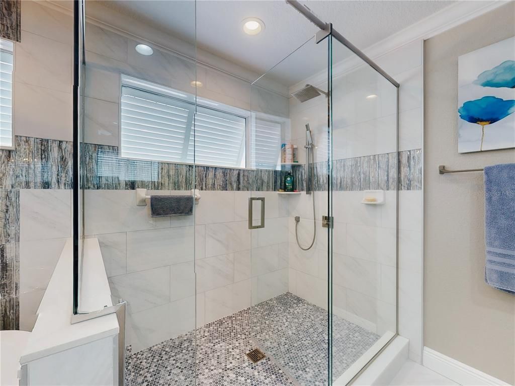 Bathroom, Glass Shower, Interior, Recessed Lighting