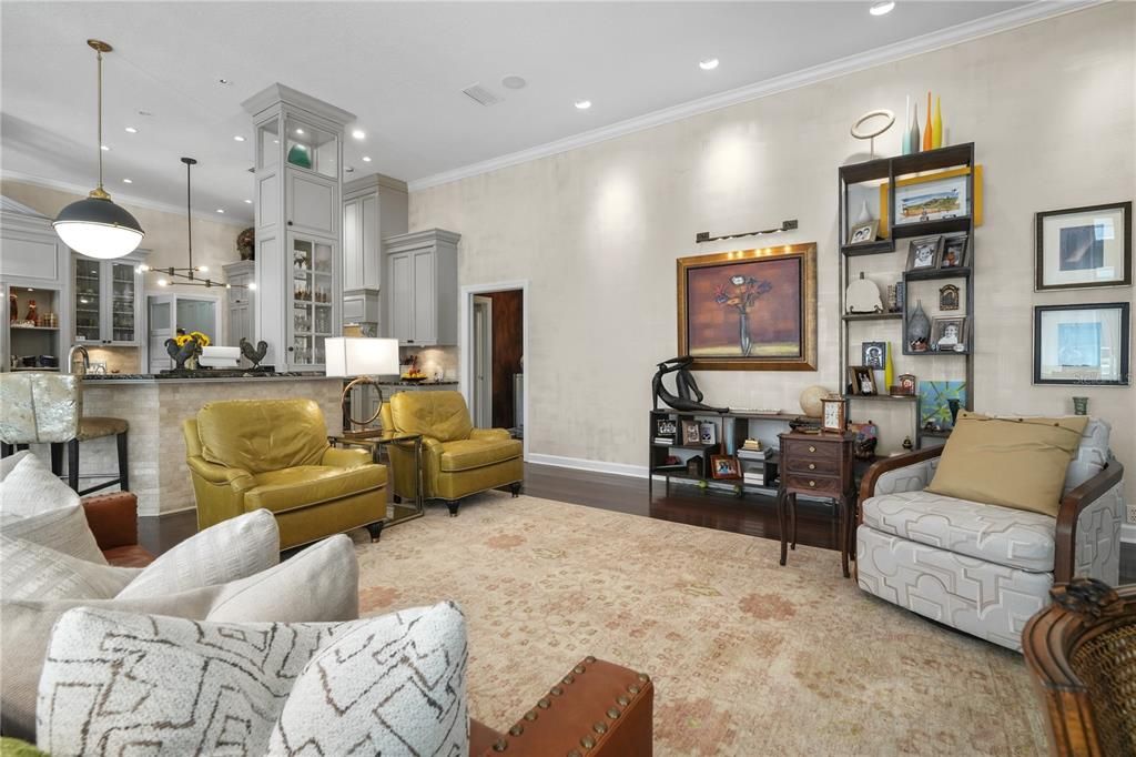 Interior, Kitchen, Living room, Pendant Lights, Recessed Lighting, Stainless Steel Appliances, Wood Texture Flooring