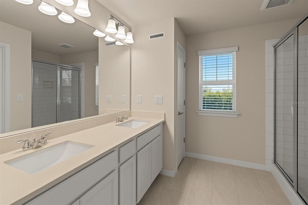 Bathroom, Dual Sink Vanities, Glass Shower, Interior