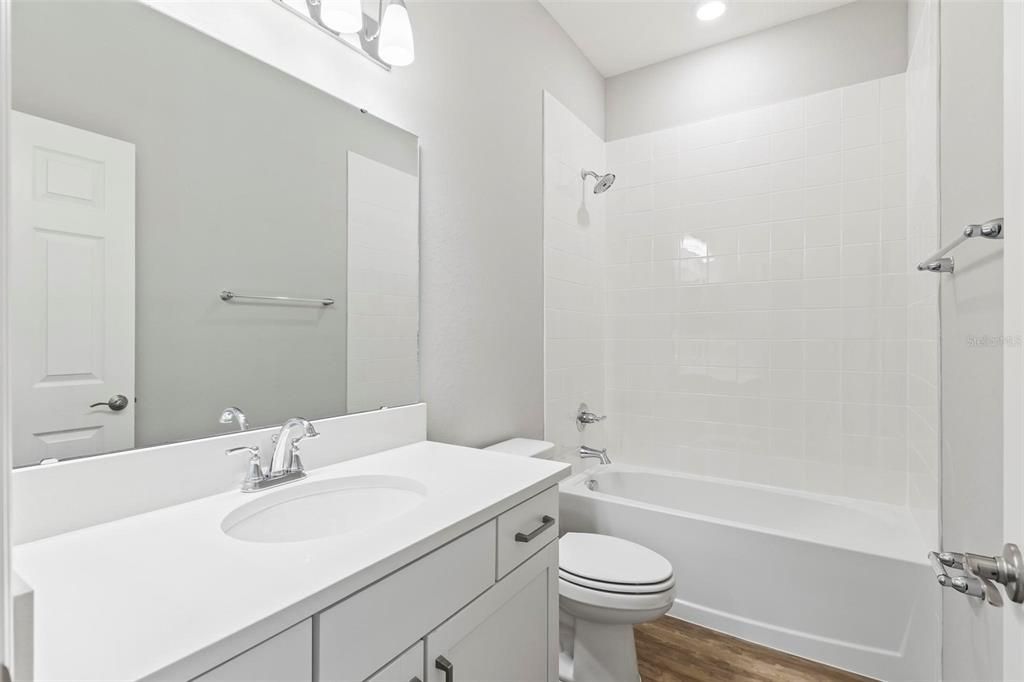 Bathroom, Interior, Recessed Lighting, Wood Texture Flooring