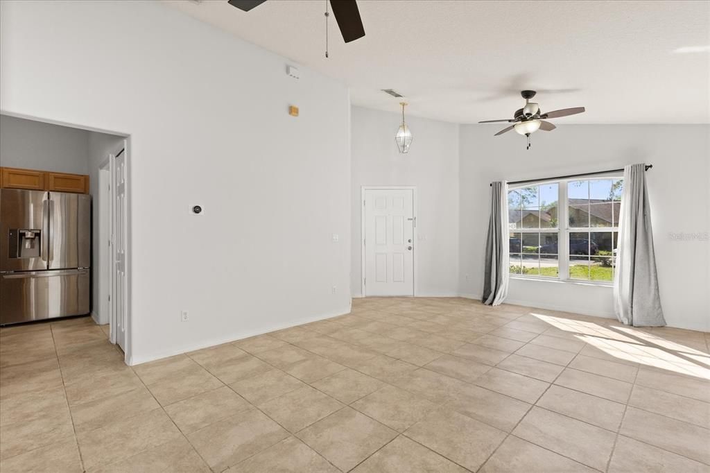 Empty room, Interior, Kitchen, Pendant Lights, Stainless Steel Appliances