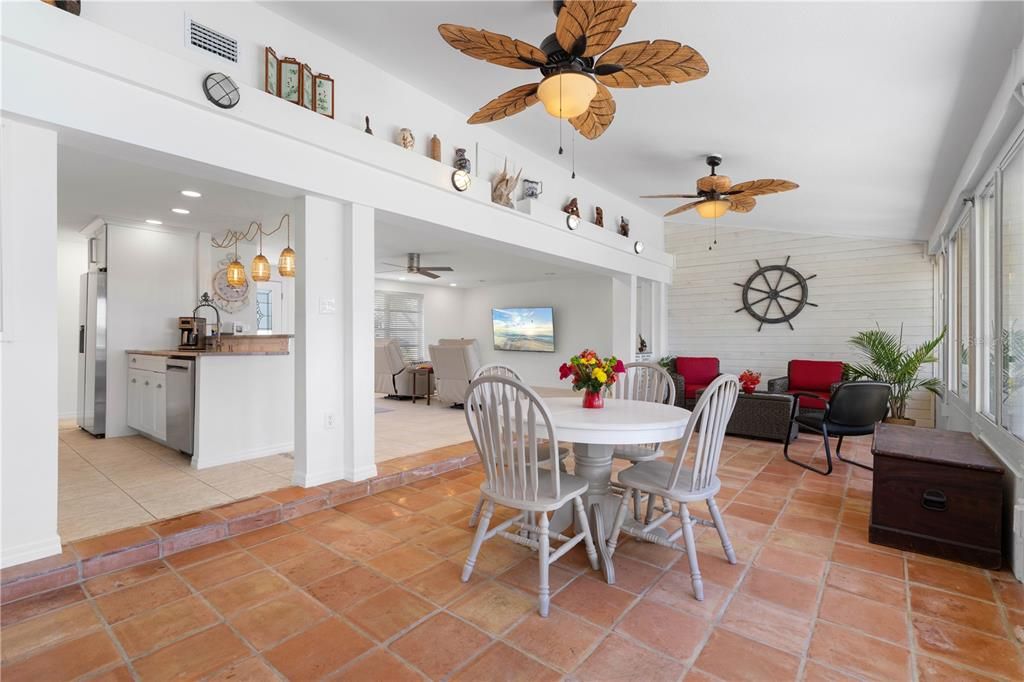 Dining room, Interior, Kitchen, Recessed Lighting, Stone Walls