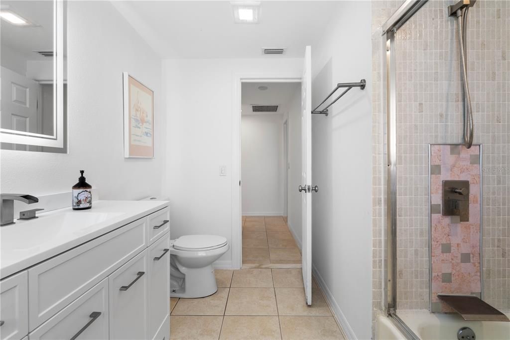 Bathroom, Glass Shower, Interior, Recessed Lighting
