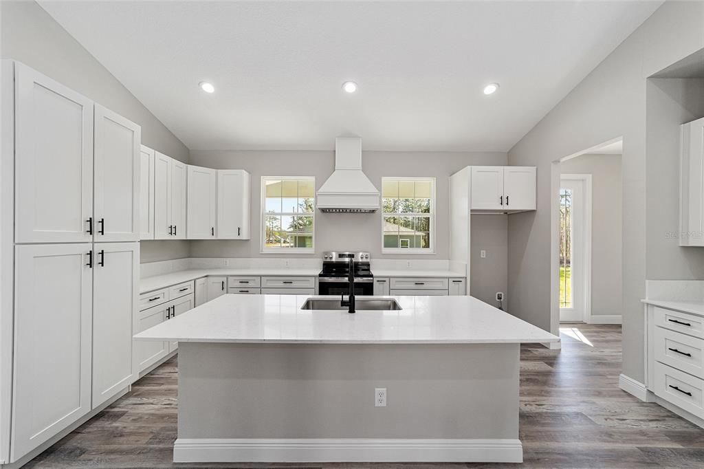 Interior, Kitchen, Recessed Lighting, Wood Texture Flooring