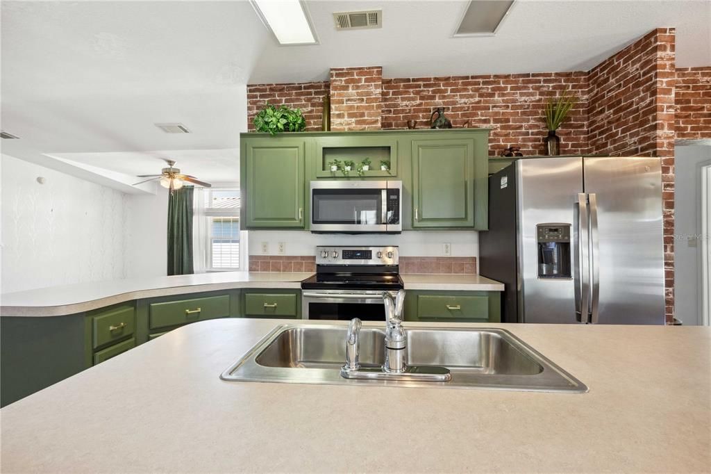 Interior, Kitchen, Stainless Steel Appliances, Stone Walls