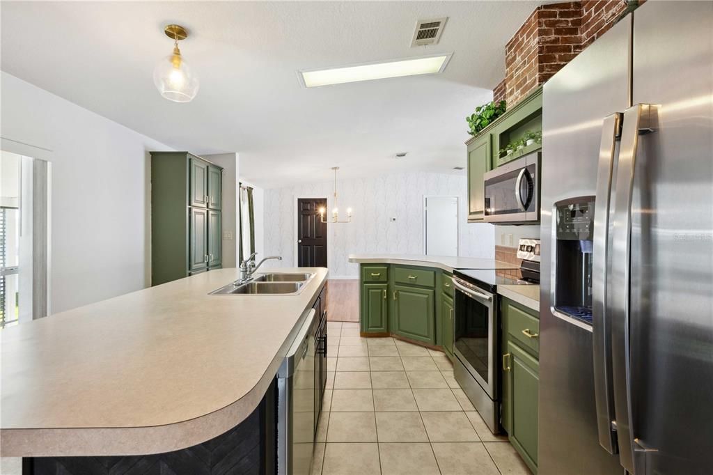 Interior, Kitchen, Pendant Lights, Stainless Steel Appliances