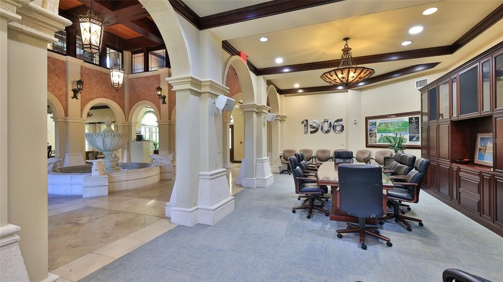 Home Office, Interior, Pendant Lights, Recessed Lighting, Wooden Beams