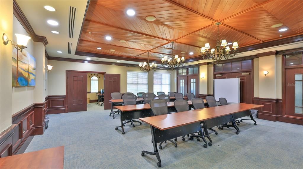 Chandelier, Dining room, Game Room, Interior, Recessed Lighting, Wooden Ceilings