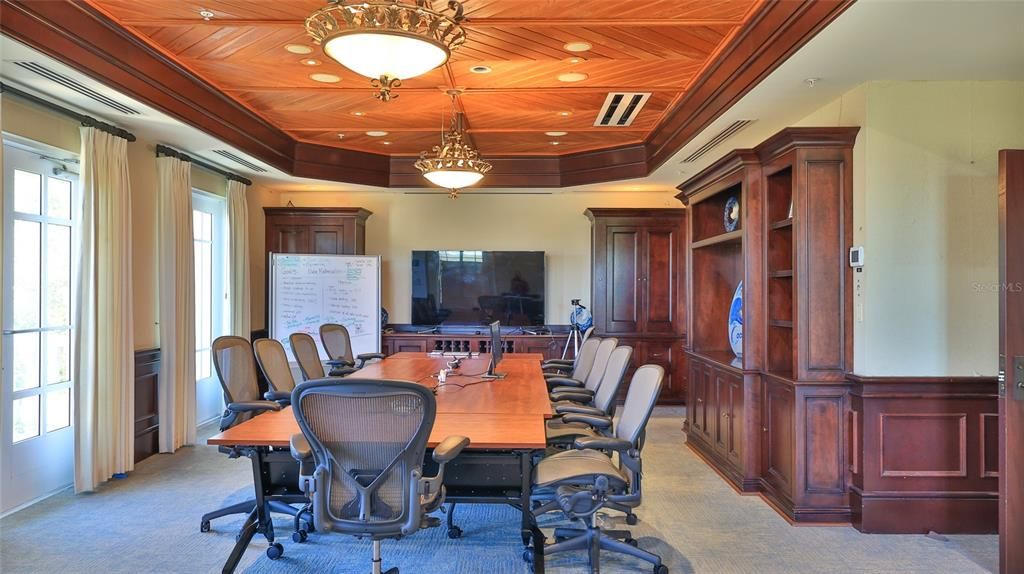 Home Office, Interior, Pendant Lights, Recessed Lighting, Wooden Ceilings