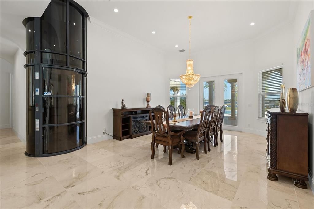 Chandelier, Dining room, Interior, Marble, Pendant Lights, Recessed Lighting