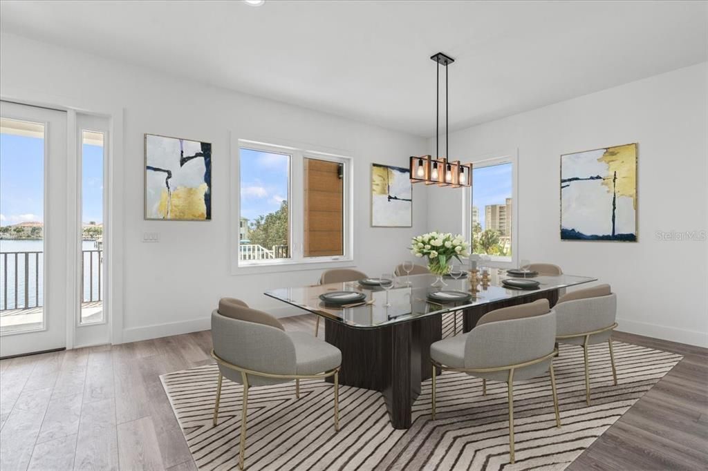 Chandelier, Dining room, Interior, Pendant Lights, Wood Texture Flooring