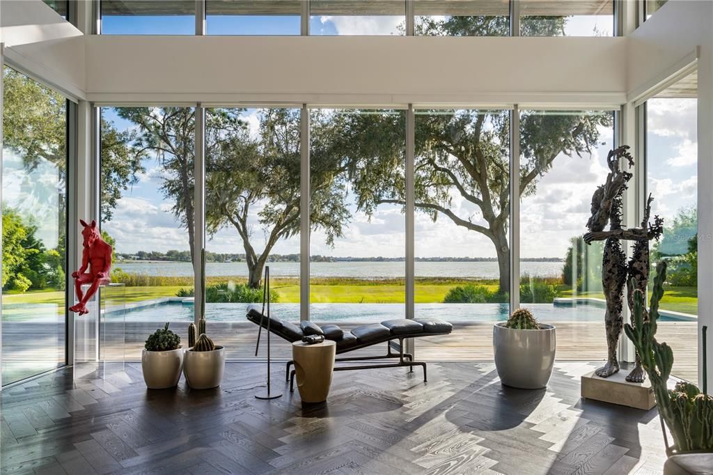 Interior, Sun Room, Water, Wood Texture Flooring