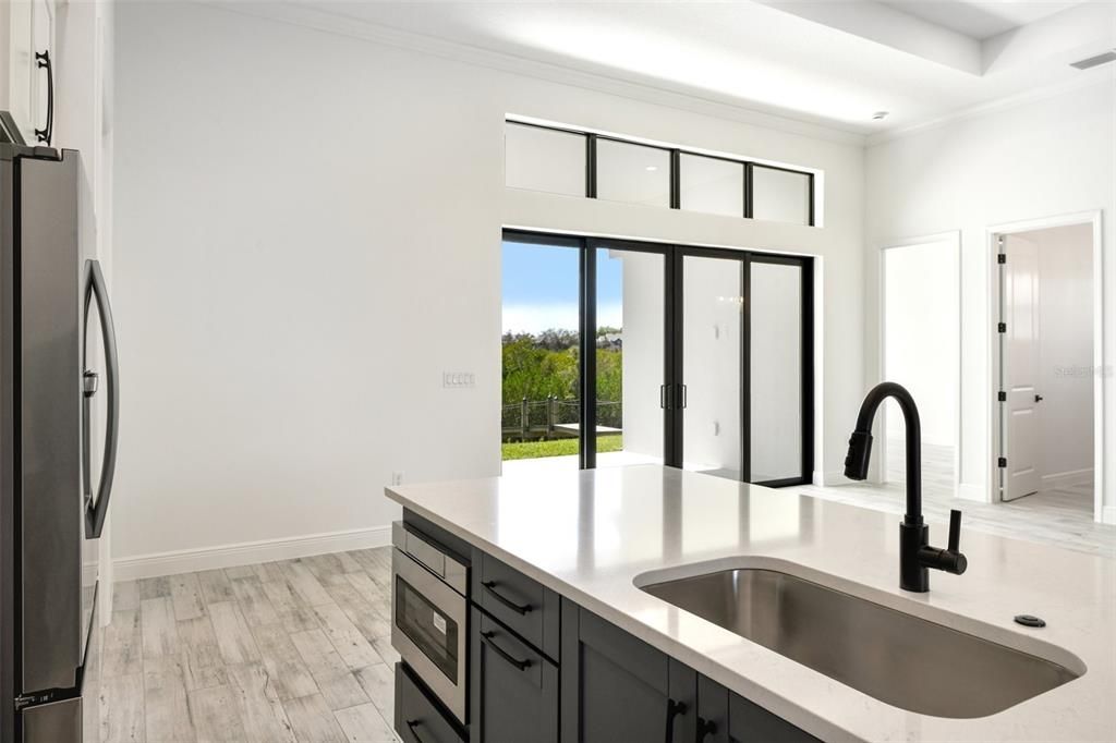 Interior, Kitchen, Recessed Lighting, Wood Texture Flooring