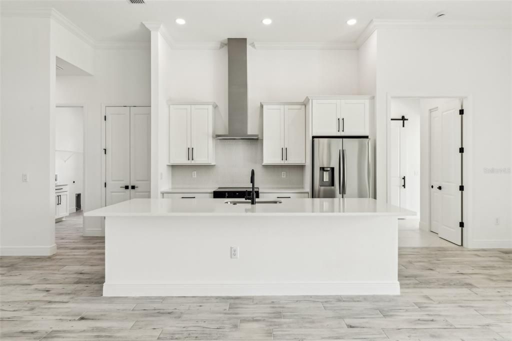 Interior, Kitchen, Recessed Lighting, Wood Texture Flooring