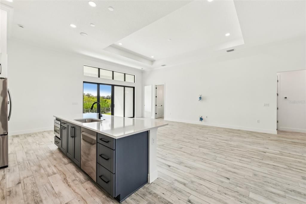 Interior, Kitchen, Recessed Lighting, Wood Texture Flooring