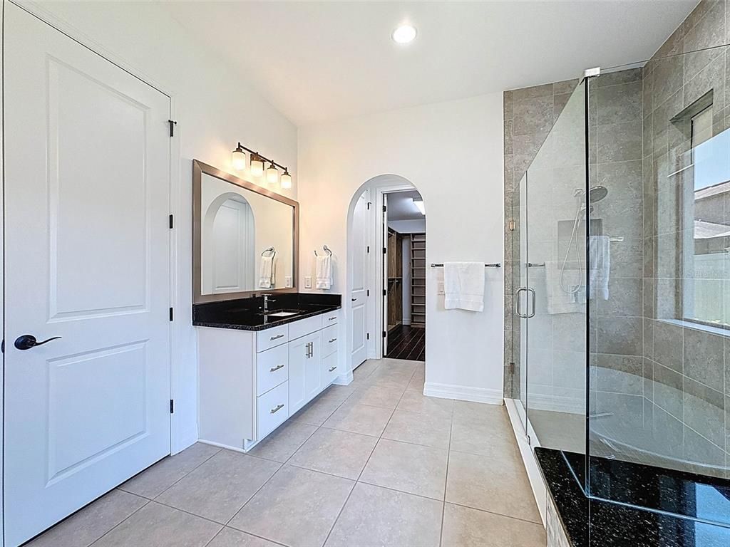 Bathroom, Dual Sink Vanities, Glass Shower, Interior, Recessed Lighting