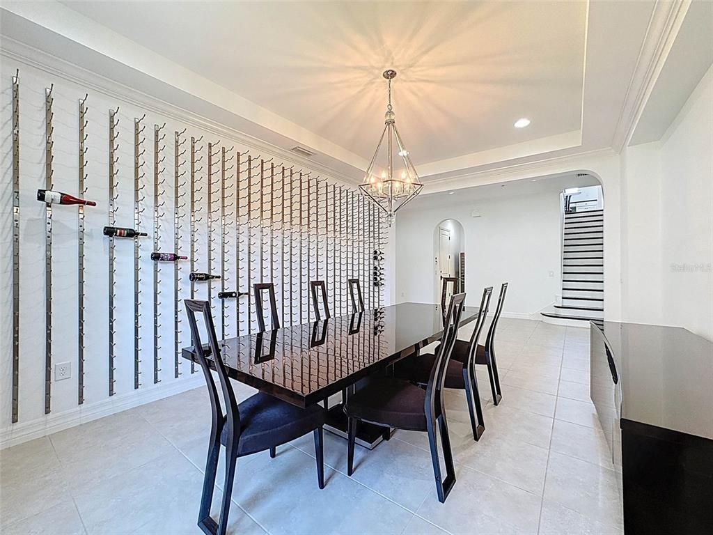 Dining room, Interior, Pendant Lights, Recessed Lighting, Wine Storage