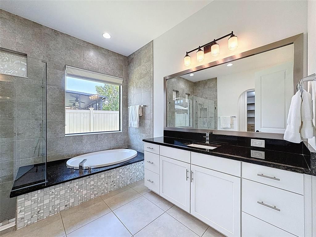 Bathroom, Dual Sink Vanities, Glass Shower, Interior, Recessed Lighting