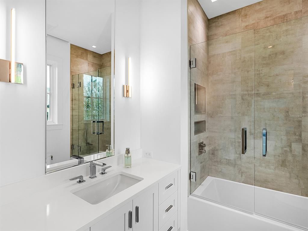 Bathroom, Glass Shower, Interior, Recessed Lighting
