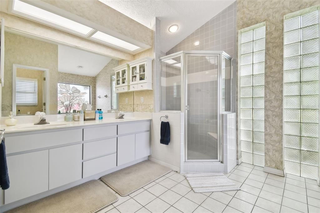 Bathroom, Dual Sink Vanities, Glass Shower, Interior, Recessed Lighting