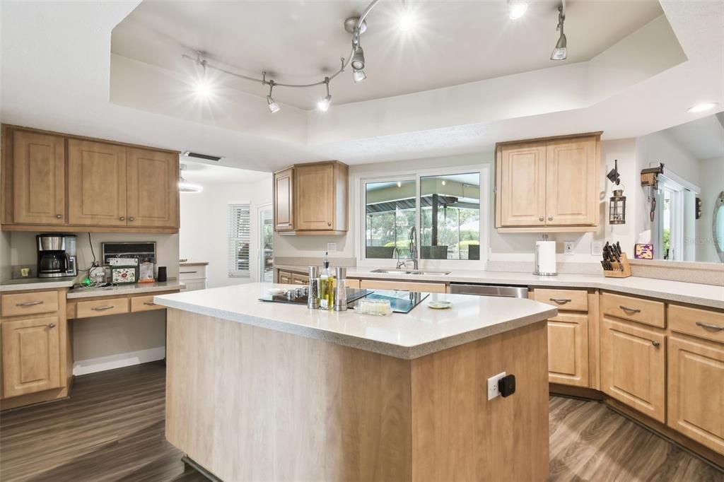 Interior, Kitchen, Recessed Lighting, Wood Texture Flooring