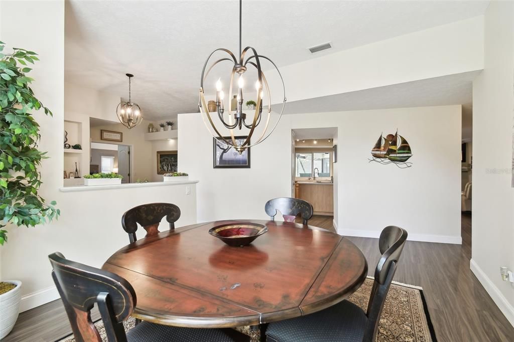 Chandelier, Dining room, Interior, Pendant Lights, Wood Texture Flooring