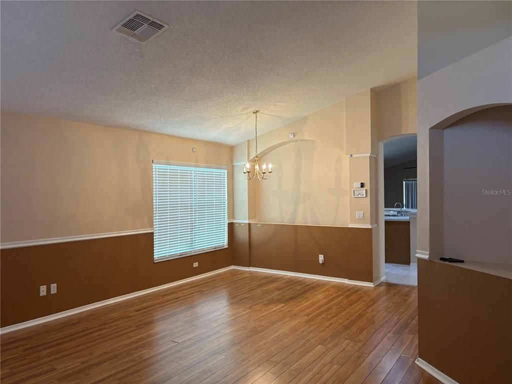 Chandelier, Empty room, Interior, Pendant Lights, Wood Texture Flooring